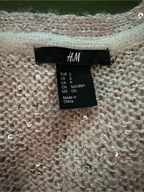 H&M Women's Sequin Knit V-Neck Cardigan - Cream